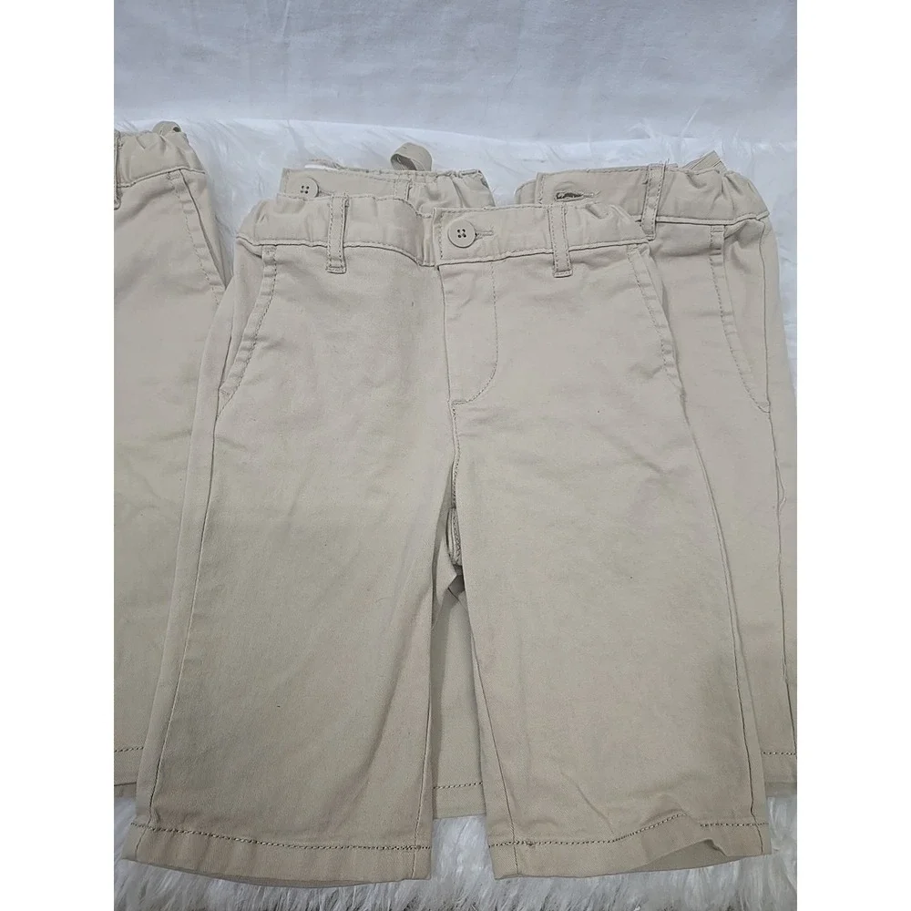 Lot Of 4 Children's Place Kids School Uniform Tan Shorts‎ Stretch Girls 8 Slim